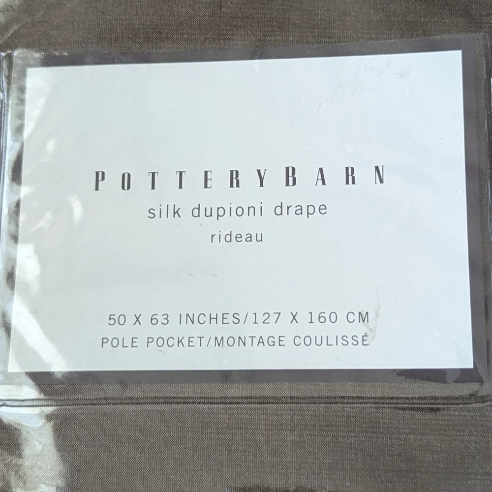 Pottery Barn Silk Dupioni Drape, still in its original packaging. Brown